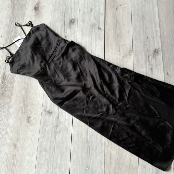 Zara Satin Lingerie Style Dress Black Size L NWT - Picture 3 of 5